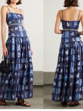 Agua by Agua Bendita Navy tiered Lima dress